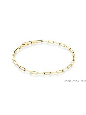 18K Gold Plated 925 Sterling Silver Paperclip Bracelet